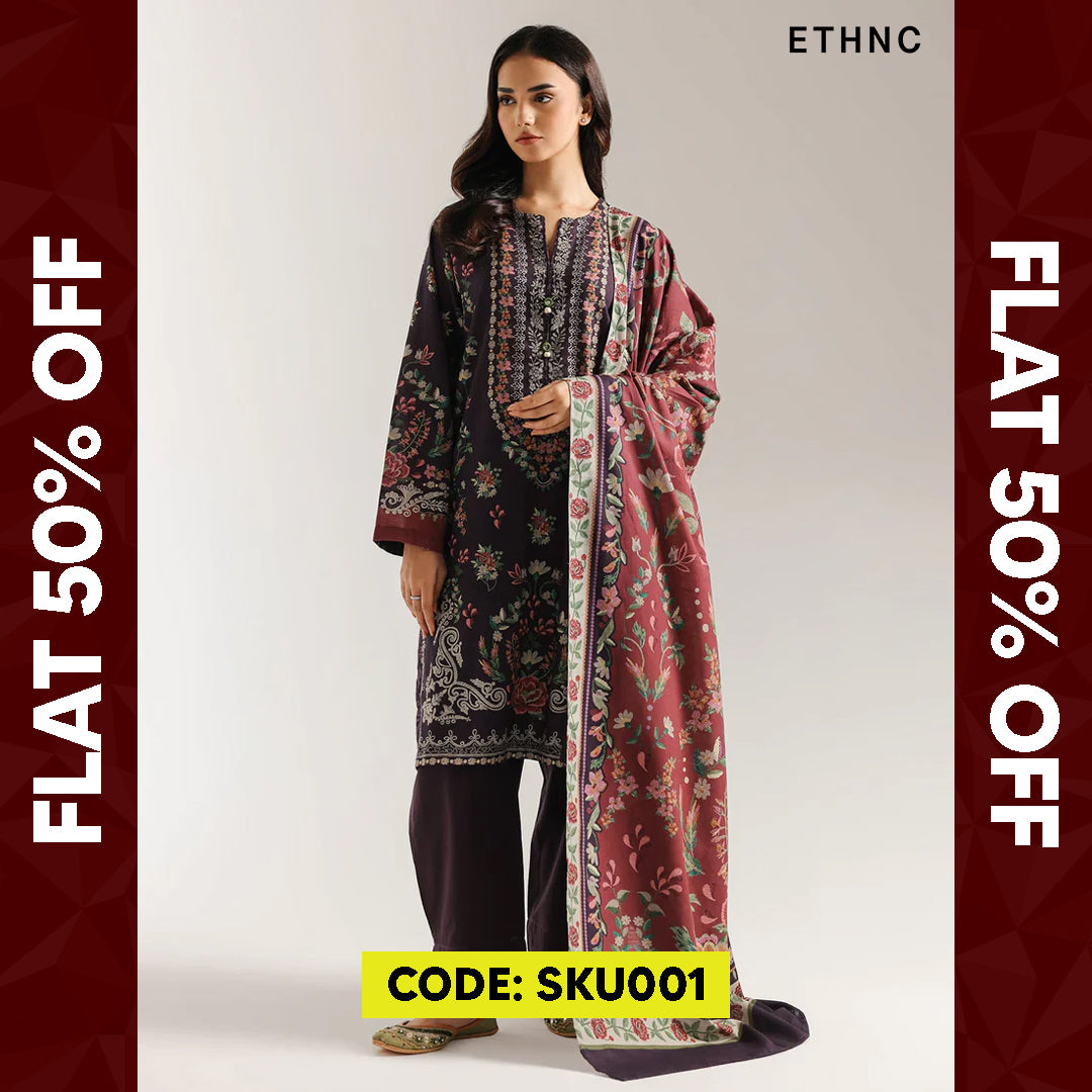 BUY ANY 2 STITCHED 3 PIECE KHADDAR EMBROIDERY SUITS