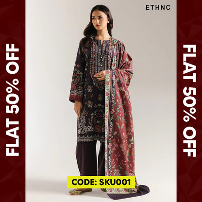 BUY ANY 2 STITCHED 3 PIECE KHADDAR EMBROIDERY SUITS