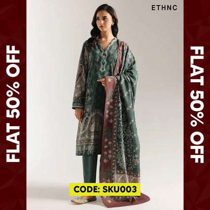 BUY ANY 2 STITCHED 3 PIECE KHADDAR EMBROIDERY SUITS