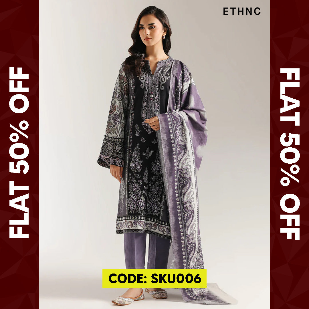 BUY ANY 2 STITCHED 3 PIECE KHADDAR EMBROIDERY SUITS