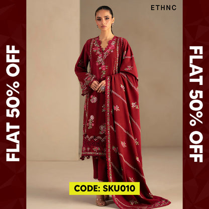 BUY ANY 2 STITCHED 3 PIECE KHADDAR EMBROIDERY SUITS