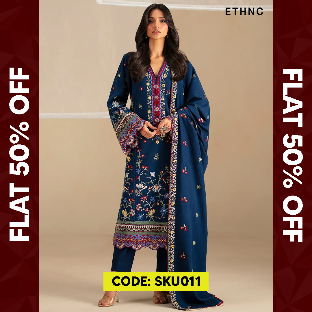 BUY ANY 2 STITCHED 3 PIECE KHADDAR EMBROIDERY SUITS