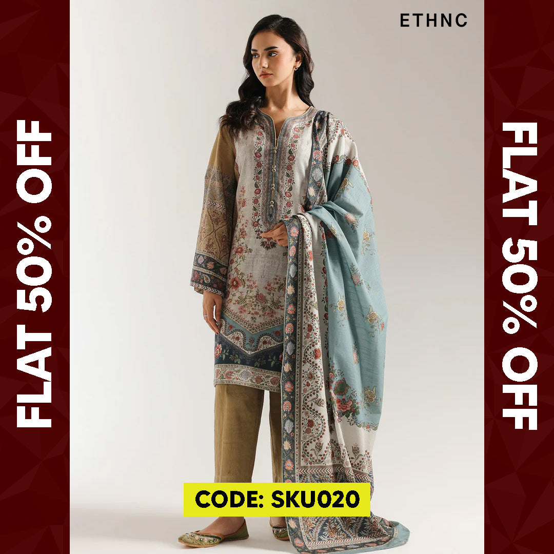 BUY ANY 2 STITCHED 3 PIECE KHADDAR EMBROIDERY SUITS