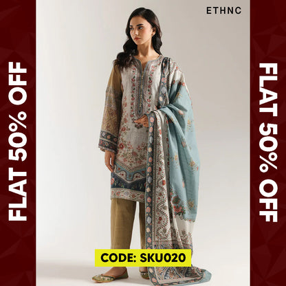 BUY ANY 2 STITCHED 3 PIECE KHADDAR EMBROIDERY SUITS