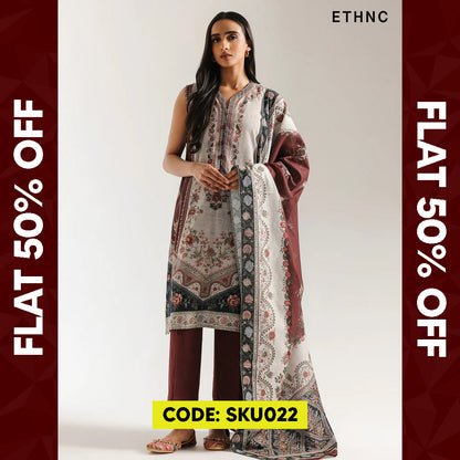 BUY ANY 2 STITCHED 3 PIECE KHADDAR EMBROIDERY SUITS